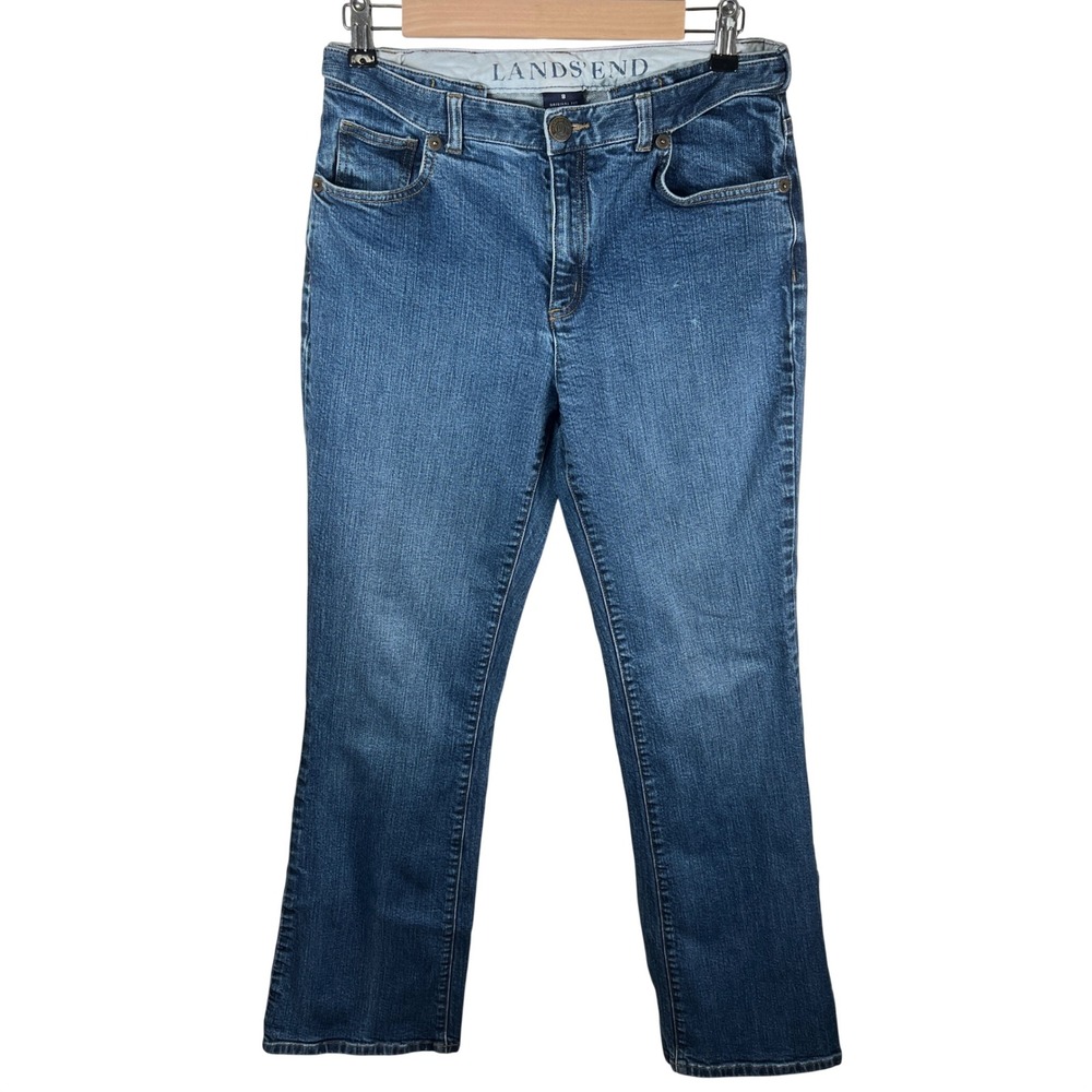 Lands End Womens Size 8 Original Fit Modern Waist Boot Leg Blue Denim Jeans